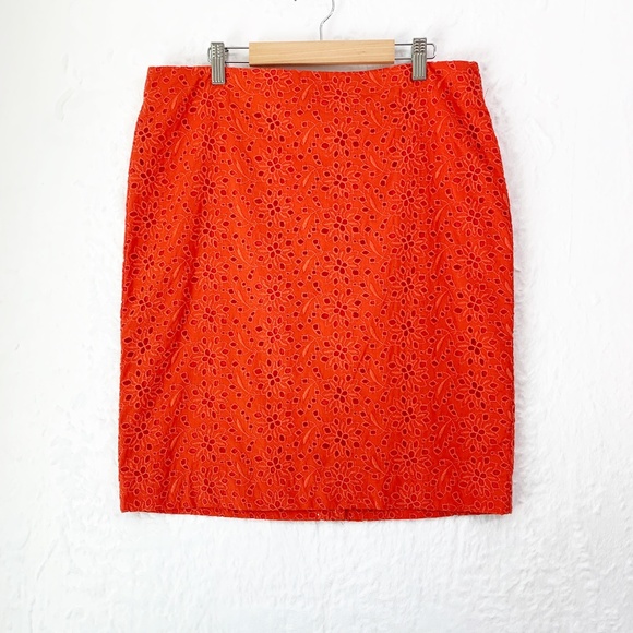 Talbots Eyelet Cotton Skirt Orange Sz 10P - Picture 1 of 11